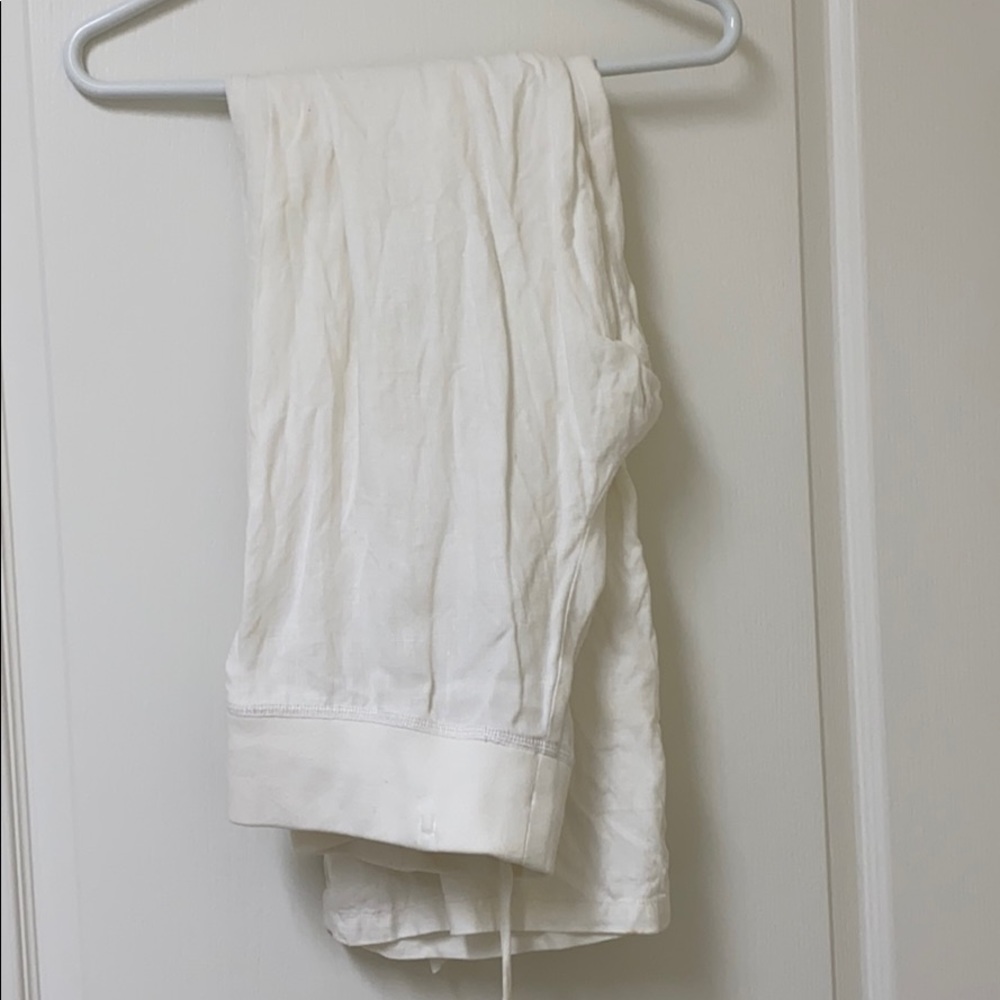 White linen beach pants